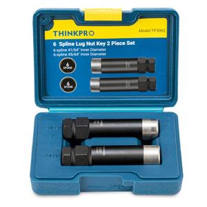 6 Spline Lug Nut Socket Set,2 Piece Lug Nut Key (41/64" & 45/64") for M12x1.25/M12x1.5 Spline Lug Nuts,Removal Tool Kit with Hard Case,Jeep,GMC,Locks,Double Layer Reinforcement (2 Piece Set)