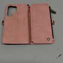 Defencase for Galaxy S25 Ultra Case Wallet with RFID Blocking Card Holder for Women Men, PU Leather Magnetic Snap Flip Wristlet Strap Zipper Wallet Phone Cases for Samsung Galaxy S25 Ultra 6.9", Pink (Airy Rose Pink)