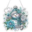 Diamond Art Hanging Kit for Adult, Special Shaped Rhinestone, DIY Acrylic Diamond Art Painting Window Pendants Home Garden Wall Hanging Kits Hanging Ornament, Double Sided (Snowman)