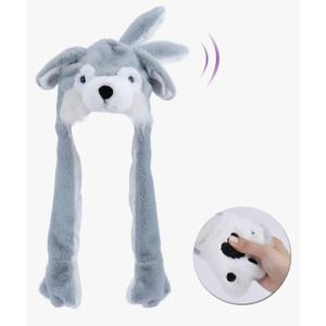 Animal Hat with Ears Moving Jumping Pop Up Beating Hat Plush Holiday Cosplay Dress Up Funny Gift for Kids