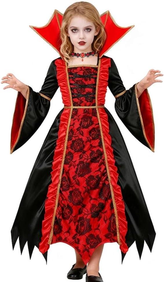 Gorkonpy Vampire Costume for Girls Gothic Halloween Party Dress Up (810 Years) S