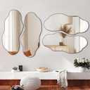 POZINO Irregular Frameless Mirror, 47.2"x21" Asymmetrical Aesthetic Wall Mirrors, Modern Organic Shape Decorative Mirror for Living Room Bedroom Entryway Hallway, Horizontal or Vertical Hanging