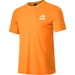 Haimont Men's UPF 50+ Sun Protection Fishing Shirts Short Sleeve Quick Dry Swim T-Shirt UV Workout Athletic Tee Shirt (X-Large, Orange)