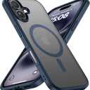 CellEver Strong Magnetic for iPhone 16 Case with Camera Control Capture Button [Camera Protection] [Military Drop Protection] [Compatible with MagSafe] Slim Translucent Matte Cover, Navy Blue