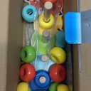 TOWO Wooden Stacking Rings Baby Lovely Caterpillar Counting Game - Colour Sorting Puzzle - 5 Pegs Ring Stacker - Counting Rings Early Learning Wooden Toys for 1 Year Old Gift First Birthday Boy Girl