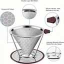 Vikuces800 Mesh Reusable Pour Over Coffee Dripper, Metal Stainless Steel Honeycomb Filter, Paperless Cone Filter for Hario V60, Chemex and Mugs with Separate Stand, Single Cup Coffee Maker, 1-4 Cup