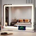 ZL ZELing Vanity Mirror with Lights, 23 Inch Large Makeup Mirror with LED Lights, Smart Touch Dimmable 3-Color Light, Memory Function, USB Charging Port, and Magnifying Glass