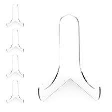 Boloyo-Degree Angle Acrylic Plate Display Stand , 6 Inch 5PC Clear Acrylic Display Holder Easel Base for Home Office Kitchen School Art Display 6 Pack