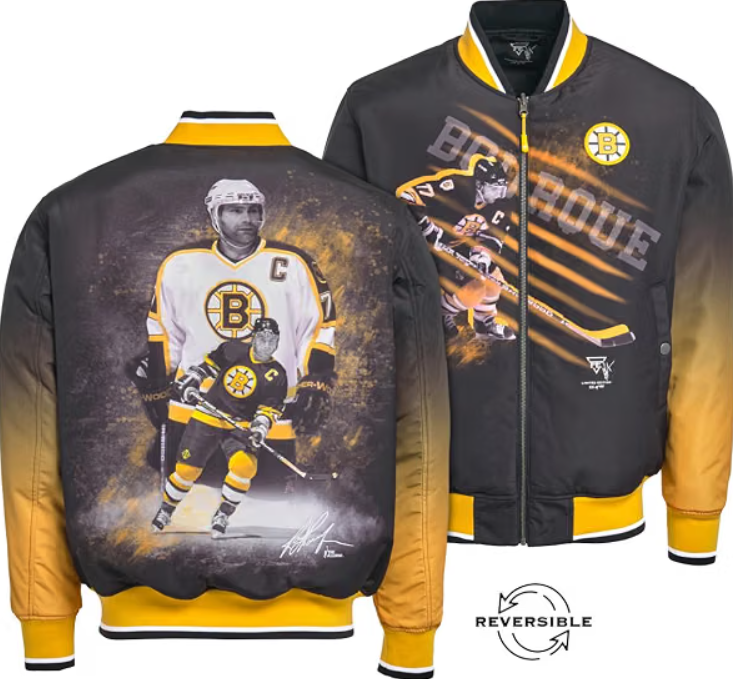 FE NHL Officially Licensed Ray Bourque Reversible Bomber Jacket Black, XXL