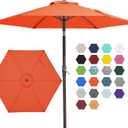 JEAREY 7.5FT Patio Umbrella Market Table Umbrella with 6 Sturdy Ribs, Push Button Tilt/Crank Outdoor Umbrella for Garden, Deck, Backyard, Pool and Beach,Orange