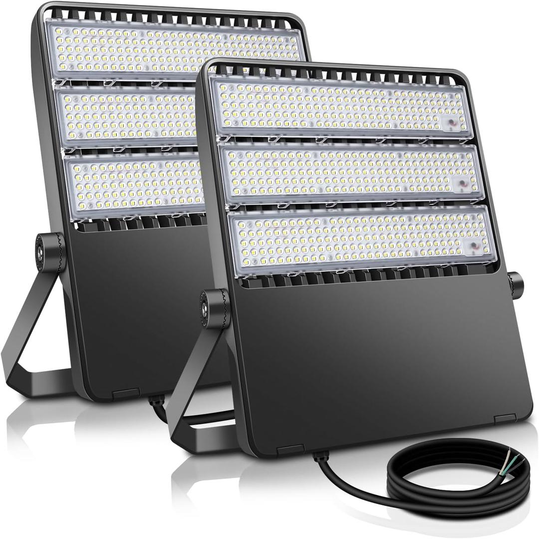 52200LM LED Stadium Flood Light Commercial Eqv 2400W Super Bright 145LM/W 5500K 360W LED Arena Light Outdoor 85-277V IP65 Waterproof Backyard Wall Yoke Mount Fixture 2 Pack