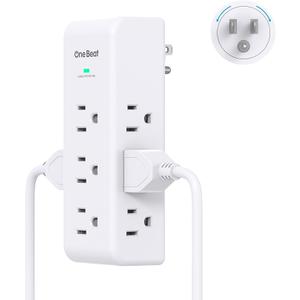 Surge Protector Outlet Extender with Rotating Plug, 9 AC Multi Plug Wall Outlet Expander, 1800J Wall Charger, 3-Sided Power Strip Electrical Plug Adapter Outlet Splitter for Home Office College Dorm