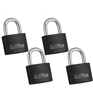 Guliffen Covered Aluminum Pad Lock, 4 Pack Outdoor Padlocks Weatherproof with Same Key, Gym Locker Lock for Shed, Gate, Mailbox, Cabinet, Storage Unit