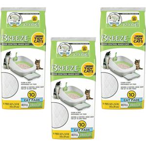 Tidy Cats Breeze Cat Pads, Advanced Odor Control, 10 Count Each (Pack of 3)