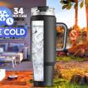 Meoky 40 oz Tumbler with Handle and Straw, Insulated Tumbler with Lid and Straw, Stainless Steel Travel Mug, Keeps Cold for 34 Hours, 100% Leak Proof, Fits in Car Cup Holder (Night)