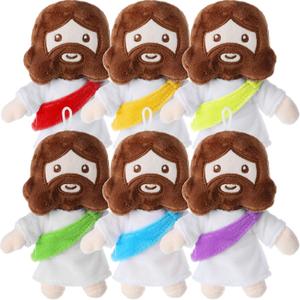 Barydat 6 Pcs 6" My Friends Jesus Plush Toys Christian Gifts Stuffed Jesus Plushie Doll Savior Plush Religious Figure for Adults Easter Christmas Baptism Gifts Party Favors(Multicolor)