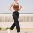 Women's Joggers Pants with Zipper Pockets, Lightweight Elastic Waist Sweatpants Straight Leg Workout Sports Pants (Black)