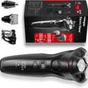 rategist Cordless Electric Razor for Men: 3-in-1 Shaver for Beard/ Nose/ Sideburns - IPX7 Waterproof Travel Kit - Turbo Speed & Precision Blades, Eclipse Black​