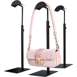 Purse Display Stand Adjustable Height Black Purse Rack for Handbags Necklaces Scarves Hats & Headphones 14" - 24" Purse Hanger Shelf for Retail Display
