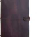Refillable Leather Travelers Notebook -A5 Travel Journal with Lined Insert, 8.5 x 5.5 Inches, Dark Brown