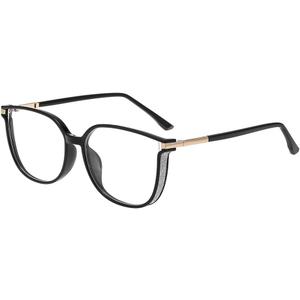 GUDVUE Oversized Blue Light Glasses, Computer Reading/Gaming/Phones Glasses, Anti Glare/UV400/Eye Strain, Large Square Frame (Black Gold)