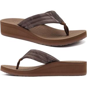 COFACE Flip Flops for Women with Comfortable Arch Support Ladies Fashion Lightweight Wedge Flip Flops Summer Soft Cushion Platform Thong Sandals for Beach