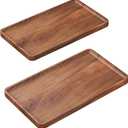 VERTORGAN 2 Pack Acacia Wood Serving Tray,13.8x7.9 Inch Decorative Trays Platter for Coffee Table,Living Room,Bar,Party,Mini Charcuterie Boards Cheese Board,Home Decor