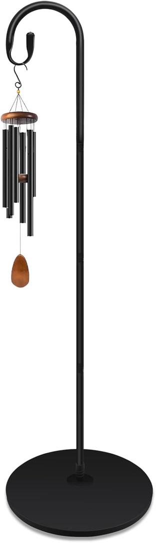 63 Inch Shepherds Hooks for Outdoor Indoor with Round Base Stand, Adjustable Shepherds Hook for Bird Feeder, Lanterns, Wind Chime in Patio Garden