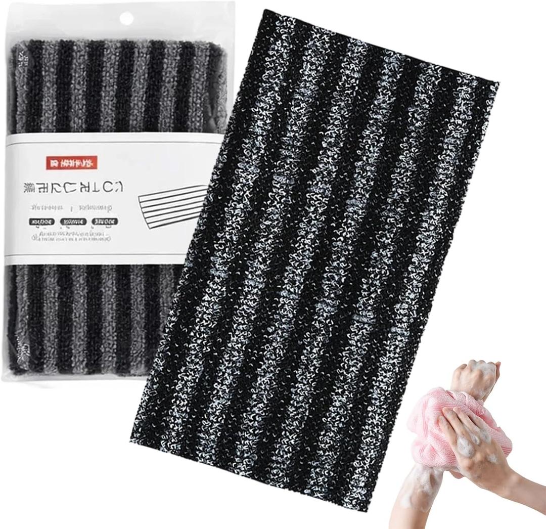 Exfoliating Shower Towel, 2026 New Rip-Resistant Exfoliating Washcloth, Premium Scrub Wash Cloth for Types Body Face All Skin (Black-A)