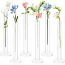 6 Pcs Cylinder Bud Vases for Centerpieces, 7.9" Acrylic Clear Small Tall Slim Flower Vases for Single Rose, Home Aesthetic Wedding Table Decorations for Party Desk Decor