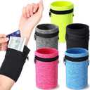 Honoson 5 Pcs Wrist Wallet for Women Men, Wristband with Zipper Wrist Pouch Purse for Run Spandex Wristbands Sweatband Wallet for Run Walk Hike Jog Travel Events Keys Cash Napkin
