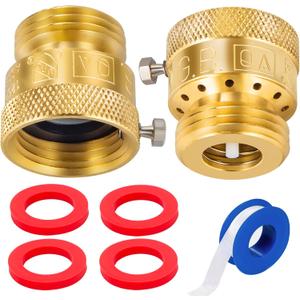 2-Pack Brass Vacuum Breaker Set 3/4" Anti-Siphon Hose Bib Valve for Garden Spigot RV Hose Connection Backflow Preventer Connector with Tape and Extra washers