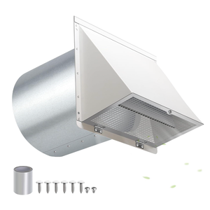 6 Inch Hooded Wall Vent with Screen and Damper,Outdoor Wall Exhaust Vent Cover Cap for Kitchen Range Hood Dryer Duct Ventilation &Exterior Air Exhaust Applications,Galvanized Steel,White