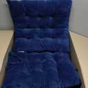 ELFJOY Set of 4 Square Chair Pads Indoor Seat Cushions Pillows with Ties Thick Soft Seat Cushion for Kitchen Dining Office Chair (18.8", Navy)