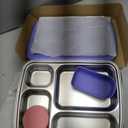 Stainless Steel Bento Lunch Box for Kids & Adults, 4 Compartment Kids Lunch Box, Metal Bento Box with Silicone Container and Stainless Steel Sauce Container,BPA-Free,School,Office(Purple)