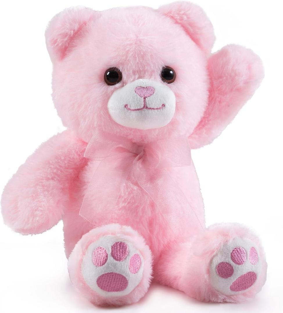 Pink Teddy Bear Stuffed Animal with Heart Plush Toys for Girlfriend, Cute Stuffed Animals, Teddy Bears, 9 Inch Animal Plushies, Valentine's Day