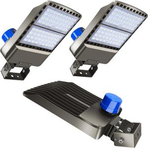 200W LED Parking Lot Light Outdoor,28000LM Bright Dusk to Dawn Floodlights Trunnion Yoke Wall Mount 5500K IP65 Waterproof Commercial Shoebox Barn Security Yard,Garage,Street Light 3 Pack