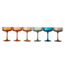 Shatterproof Acrylic Ribbed Vintage Art Deco Martini, Champagne & Cocktail Muted Color Plastic Tritan Coupe Glasses | Set of 6 | 10 oz Ripple Glassware Classic Cocktail Indoor & Outdoor, European Style