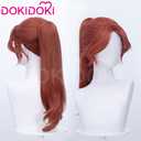 KIRA KIRA Anime Game Long Curly Red Wig 50cm Ponytail Cosplay Wig for Halloween Cosplay