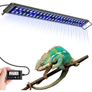 27-Inch LED UVA UVB Light for Reptiles with Controller, Full Spectrum UVA & UVB Reptile Light with Auto 24-Hour Cycle Timer & 10 Dimmable for Bearded Dragons, Turtles, Frogs, Snakes, Plants