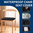 Waterproof Dining Chair Seat Covers Set of 6, Stretch Removable Dining Room Seat Covers for Dining Chairs, Kitchen, Hotel, Party (Black)