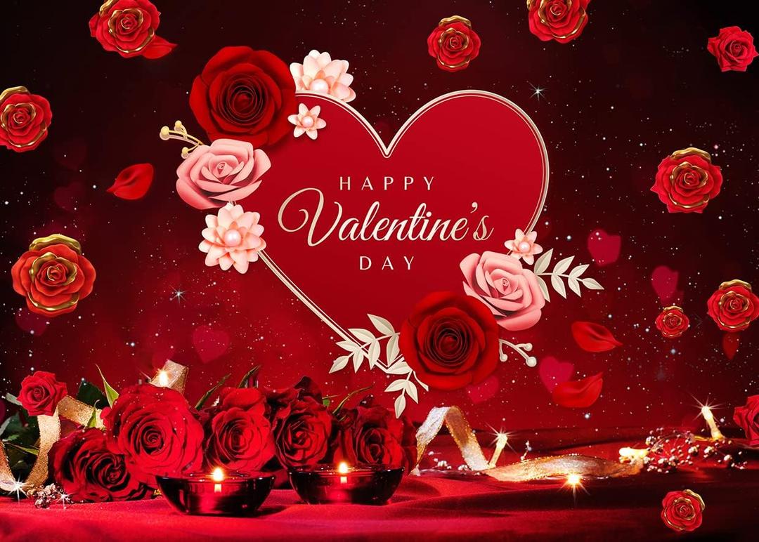 10x8ft Happy Valentines Day Backdrop Red Love Hearts Photography Backdrops Valentines Party Decorations for Valentine's Day Banner Studio Prop F26 (10X8FT)