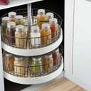 4 Pack Metal Lazy Susan Organizer Baskets with Handles 1/4 Wedge Wire Storage Bins for 24" Lazy Susan Turntable, Kitchen Cabinet & Pantry Organizer, Black