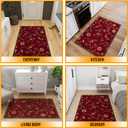 Ottomanson Accent Rug Non Slip Low Pile Small Rug for Entryway, Bedroom, Bedside & Coffee Table Areas, 2'7" x 4', Floral Red
