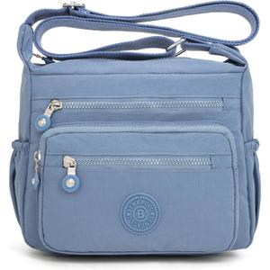 Crossbody Purses for Women Lightweight Shoulder Handbags Waterproof Nylon Travel Bag Ladies Pocketbooks (Blue)