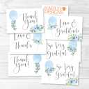Hadley Designs Baby Shower Thank You Cards with Envelopes - 24 Baby Boy Thank You Cards for Gift, 4x6 Boy Thankyou Notes Babyshower Sprinkle, Cute Blue Floral Shower Thanks Card