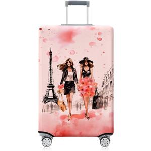 Eiffel Tower Luggage Cover Fashion Girl Washable Elastic Streets of Paris Travel Suitcase Cover Anti-scratch Suitcase cover Fits 29-32 Inch Luggage Cover