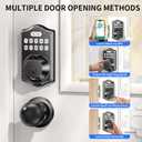 Keypad Deadbolt Front Door: 0.3s AI Fingerprint&100 Passcodes15min DIY Install|Auto-Lock Weatherproof Keyless Entry Smart Electronic Door Lock with Handle Set for Kids&Seniors