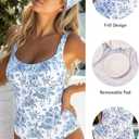 ROSEWE Tummy Control One Piece Swimsuits for Women, Ruched Bathing Suits, Cute Print Shirred Swimwear for Vacation (S)