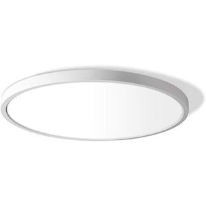 LightingWill 12 Inch LED Flush Mount Ceiling Light Fixture, 2800K Warm White, 3200LM, 24W, Flat Modern Round Lighting Fixture, 240W Equivalent White Ceiling Lamp for Kitchens, Bedrooms.etc.